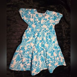 4T Blue Floral Print Dress with Pocket
